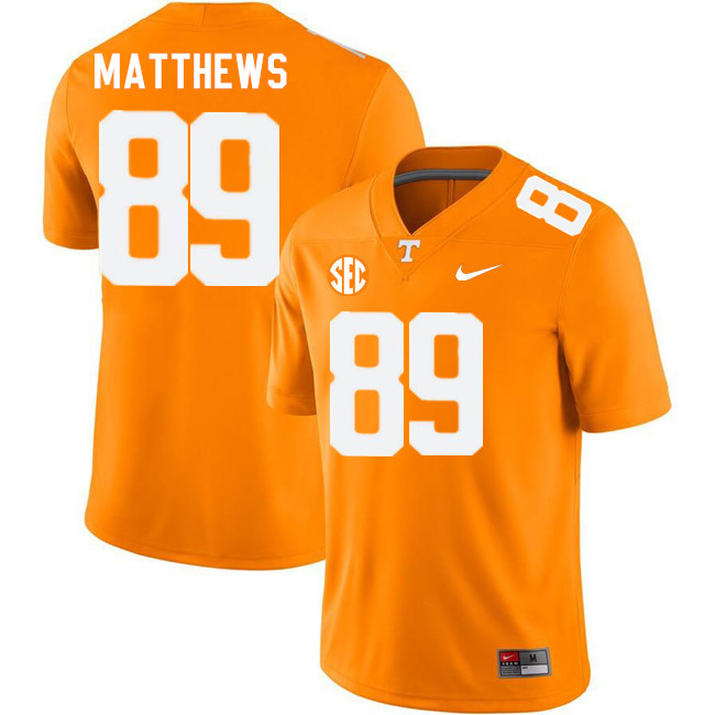 Men #89 Mike Matthews Tennessee Volunteers College Football Jerseys Stitched-Orange